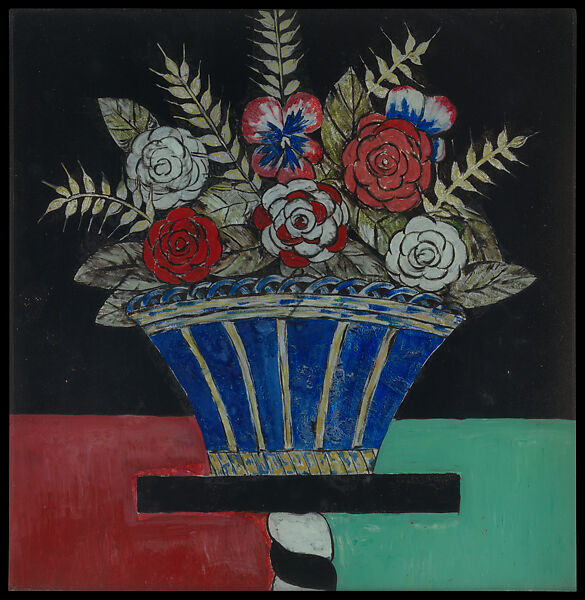 Still Life, Marsden Hartley (American, Lewiston, Maine 1877–1943 Ellsworth, Maine), Oil on glass mounted on board 