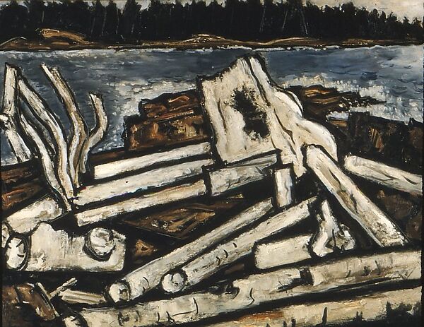 Ghosts of the Forest, Marsden Hartley (American, Lewiston, Maine 1877–1943 Ellsworth, Maine), Oil on commercially prepared paperboard (academy board) 