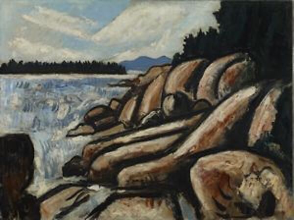 City Point, Vinalhaven, Marsden Hartley (American, Lewiston, Maine 1877–1943 Ellsworth, Maine), Oil on commercially prepared paperboard (academy board) 