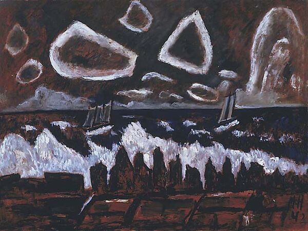 Off the Banks at Night, Marsden Hartley (American, Lewiston, Maine 1877–1943 Ellsworth, Maine), Oil on hardboard (masonite) 