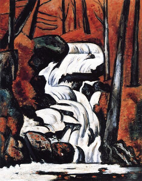 Smelt Brook Falls, Marsden Hartley (American, Lewiston, Maine 1877–1943 Ellsworth, Maine), Oil on commercially prepared paperboard (academy board) 