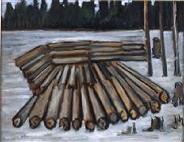 Log Jam (Backwaters Up Millinocket Way No. 3), Marsden Hartley (American, Lewiston, Maine 1877–1943 Ellsworth, Maine), Oil on hardboard  (masonite) 