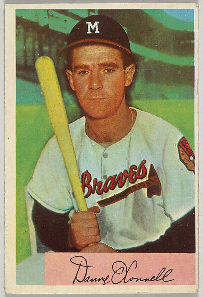 Danny O'Connell, Infield, Milwaukee Braves, from Name on Bat series, series 9 (R406-9) issued by Bowman Gum, Issued by Bowman Gum Company, Commercial color lithograph 