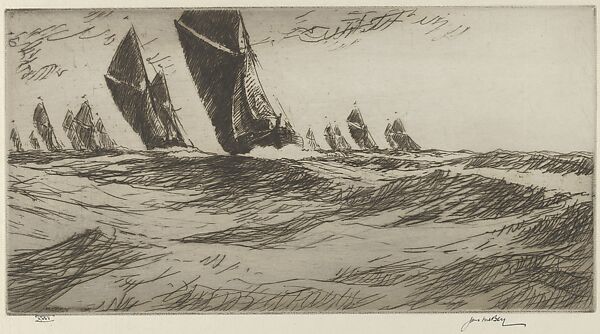 The Thames Barge Race: The Sarah Winning, James McBey (British, Newburgh 1883–1959 Tangier), Etching 