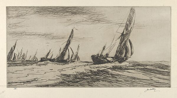 The Thames Barge Race: The Start, James McBey (British, Newburgh 1883–1959 Tangier), Etching 