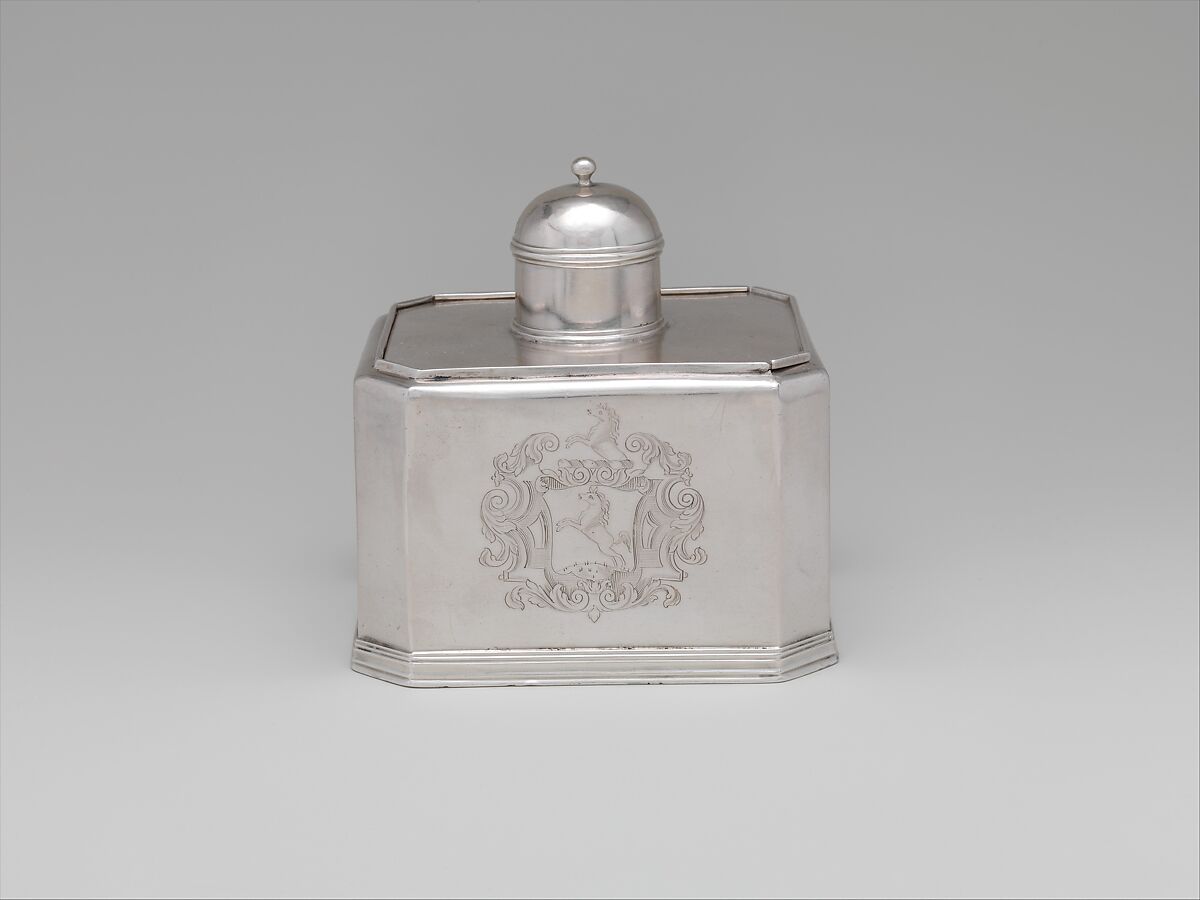 Sugar Box, Simeon Soumaine (baptized 1685–ca. 1750), Silver, American 