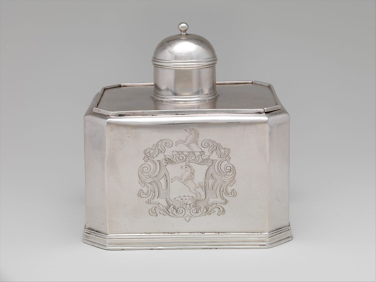 Sugar Box, Simeon Soumaine (baptized 1685–ca. 1750), Silver, American