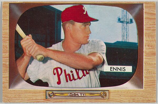 Del Ennis, Outfield, Philadelphia Phillies, from Color TV Set series, series 10 (R406-10) issued by Bowman Gum, Issued by Bowman Gum Company, Commercial color lithograph 