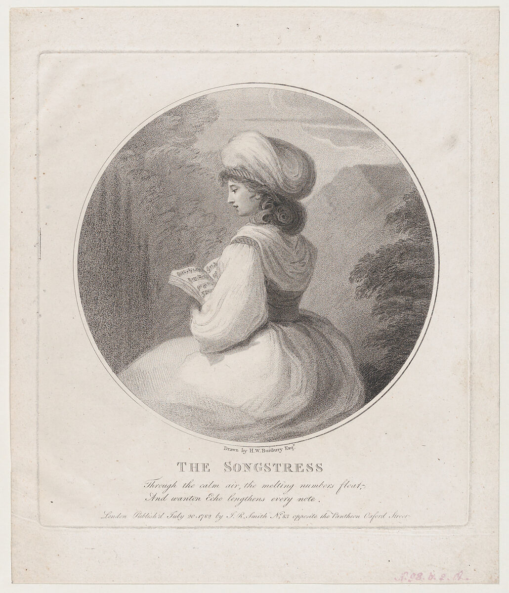 The Songstress, John Raphael Smith (British, baptized Derby 1751–1812 Doncaster), Stipple engraving; first state of two 