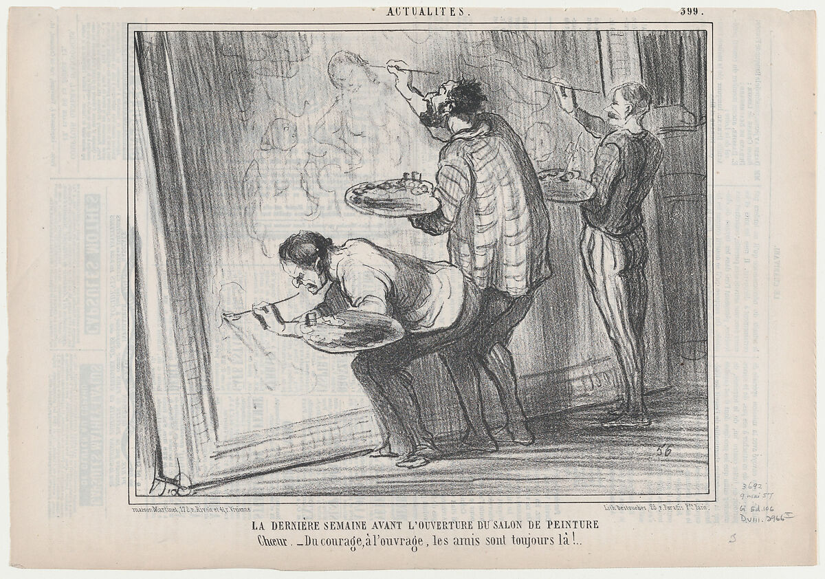 La Dernière Semaine avant L'Ouverture du Salon de Peinture, from Actualités, published in Le Charivari, May 9, 1857, Honoré Daumier (French, Marseilles 1808–1879 Valmondois), Lithograph; second state (Delteil) 