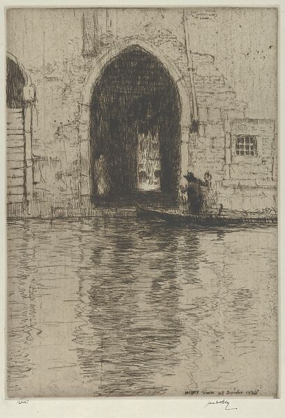 Sotto Portico, Venice, James McBey (British, Newburgh 1883–1959 Tangier), Etching 