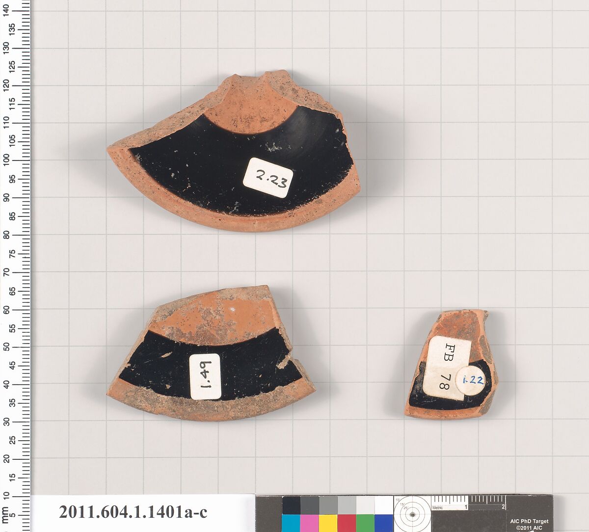 Terracotta fragments of kylikes (drinking cups), Terracotta, Greek, Attic