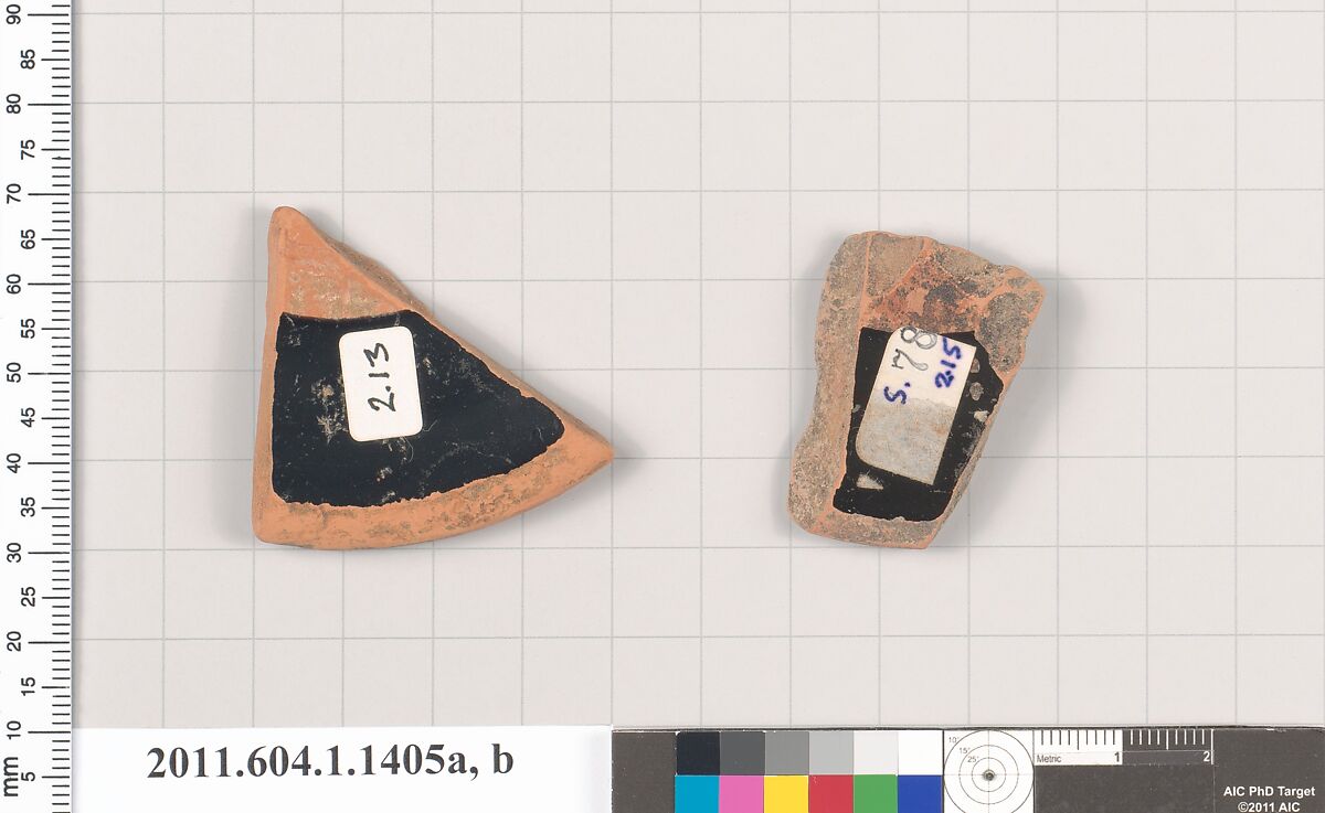Terracotta fragments of kylikes (drinking cups), Terracotta, Greek, Attic