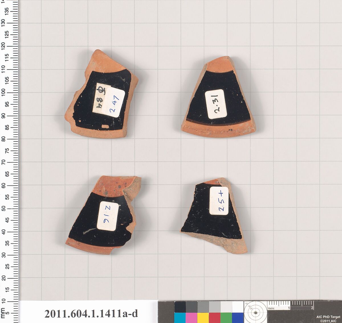 Terracotta fragments of kylikes (drinking cups), Terracotta, Greek, Attic