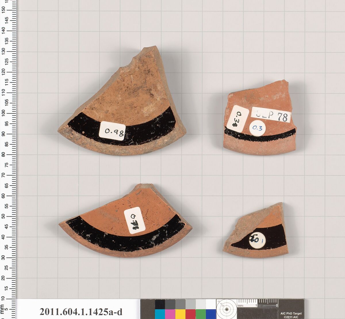 Terracotta fragments of kylikes (drinking cups), Terracotta, Greek, Attic
