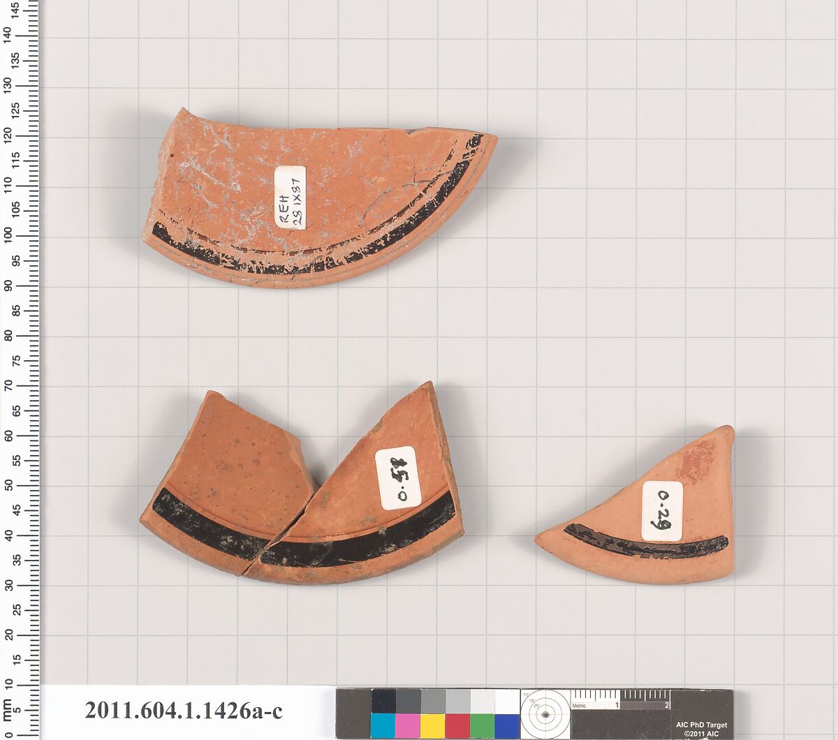 Terracotta fragments of kylikes (drinking cups), Terracotta, Greek, Attic