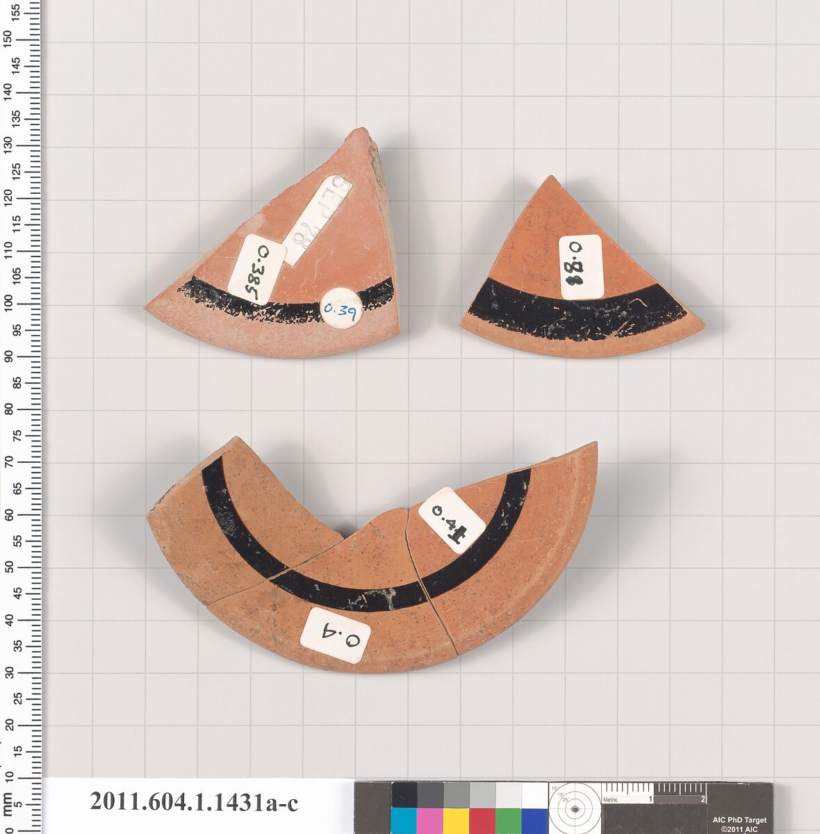 Terracotta fragments of kylikes (drinking cups), Terracotta, Greek, Attic
