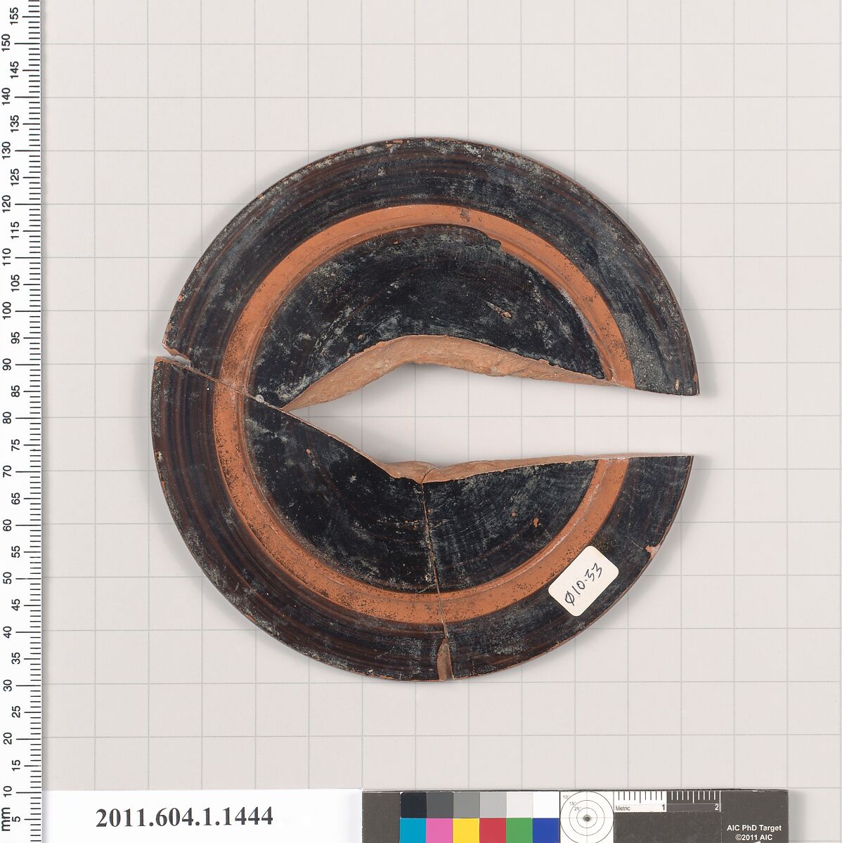 Terracotta fragments of a kylix (drinking cup), Terracotta, Greek, Attic 