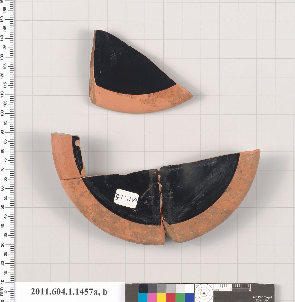 Terracotta fragments of a kylix (drinking cup), Terracotta, Greek, Attic