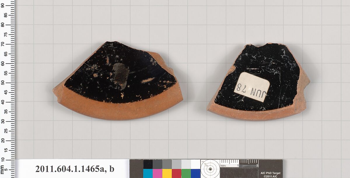 Terracotta fragments of kylikes (drinking cups), Terracotta, Greek, Attic
