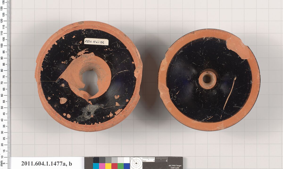 Terracotta fragments of kylikes (drinking cups), Terracotta, Greek, Attic