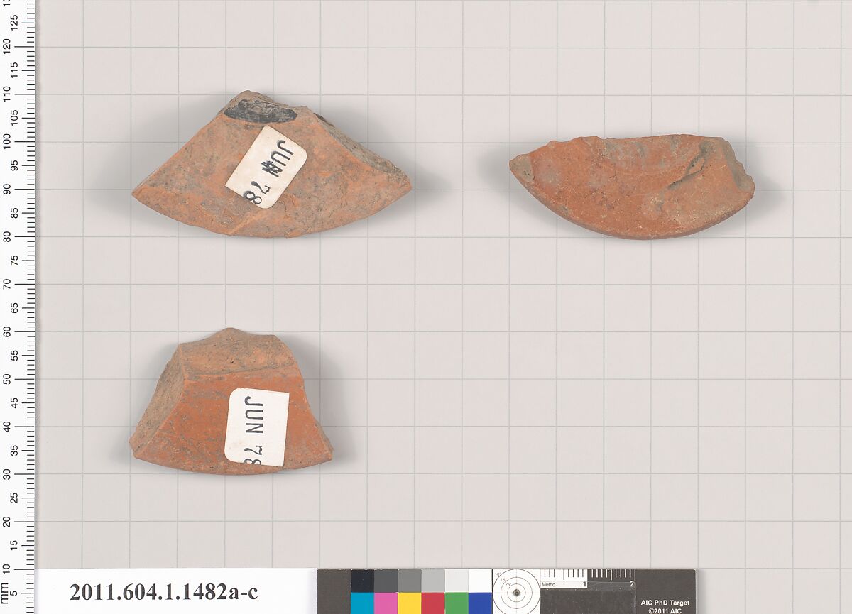 Terracotta fragments of kylikes (drinking cups), Terracotta, Greek, Attic