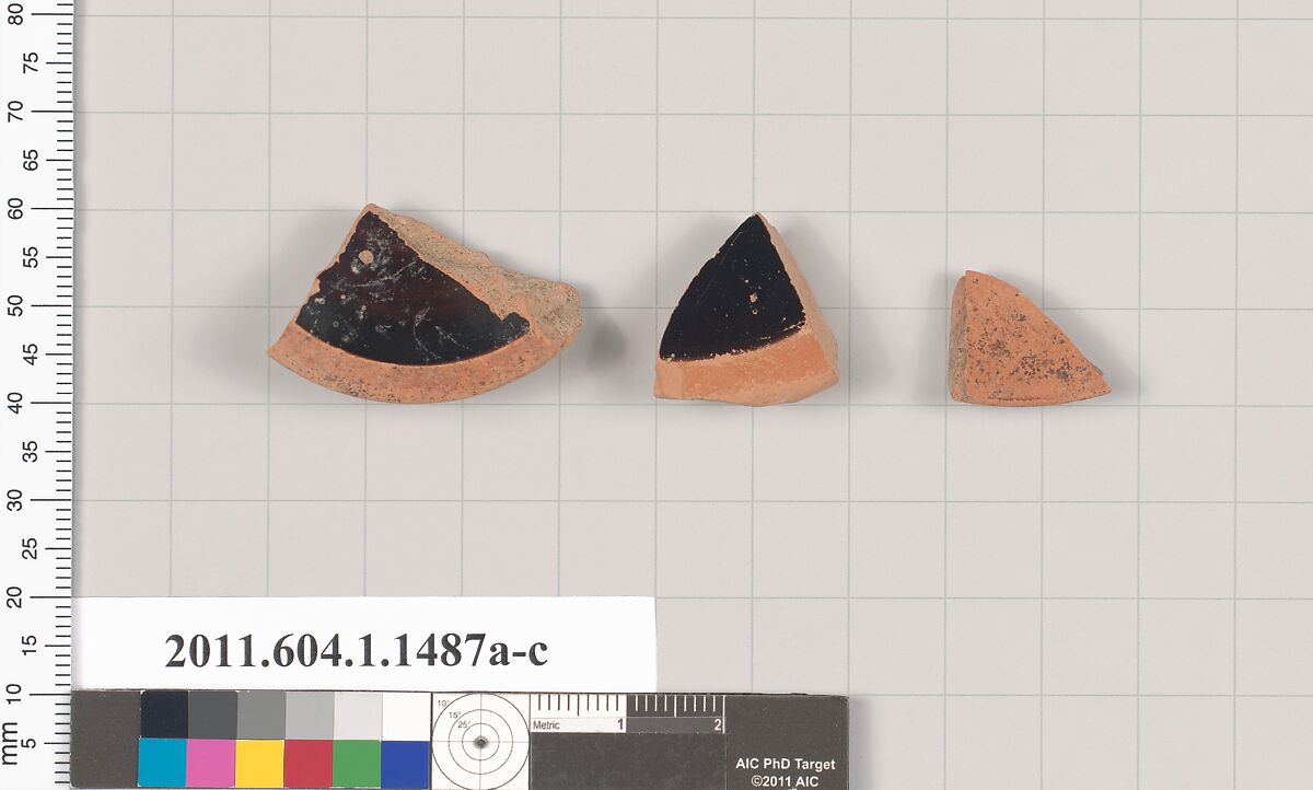 Terracotta fragments of kylikes (drinking cups), Terracotta, Greek, Attic