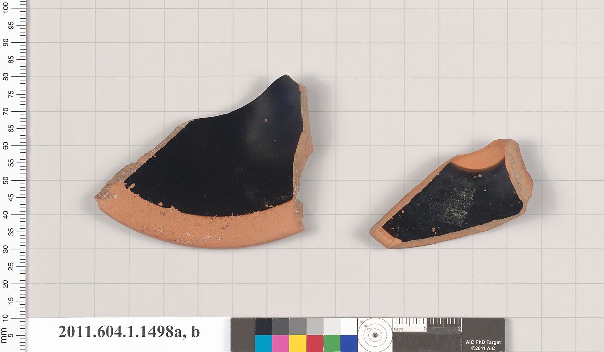 Terracotta fragments of kylikes (drinking cups), Terracotta, Greek, Attic