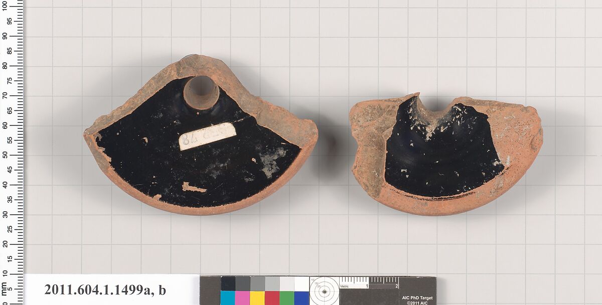 Terracotta fragments of kylikes (drinking cups), Terracotta, Greek, Attic
