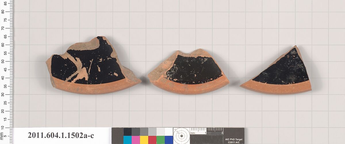 Terracotta fragments of kylikes (drinking cups), Terracotta, Greek, Attic