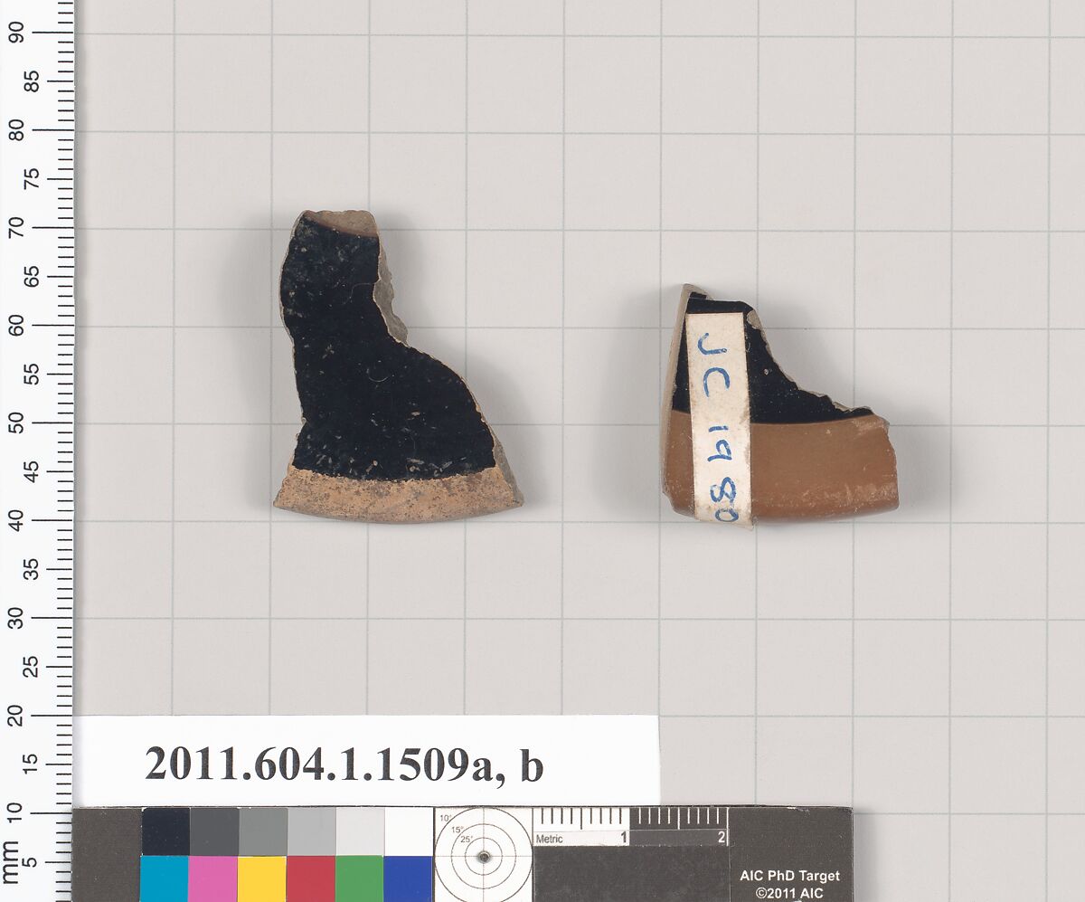 Terracotta fragments of kylikes (drinking cups), Terracotta, Greek, Attic