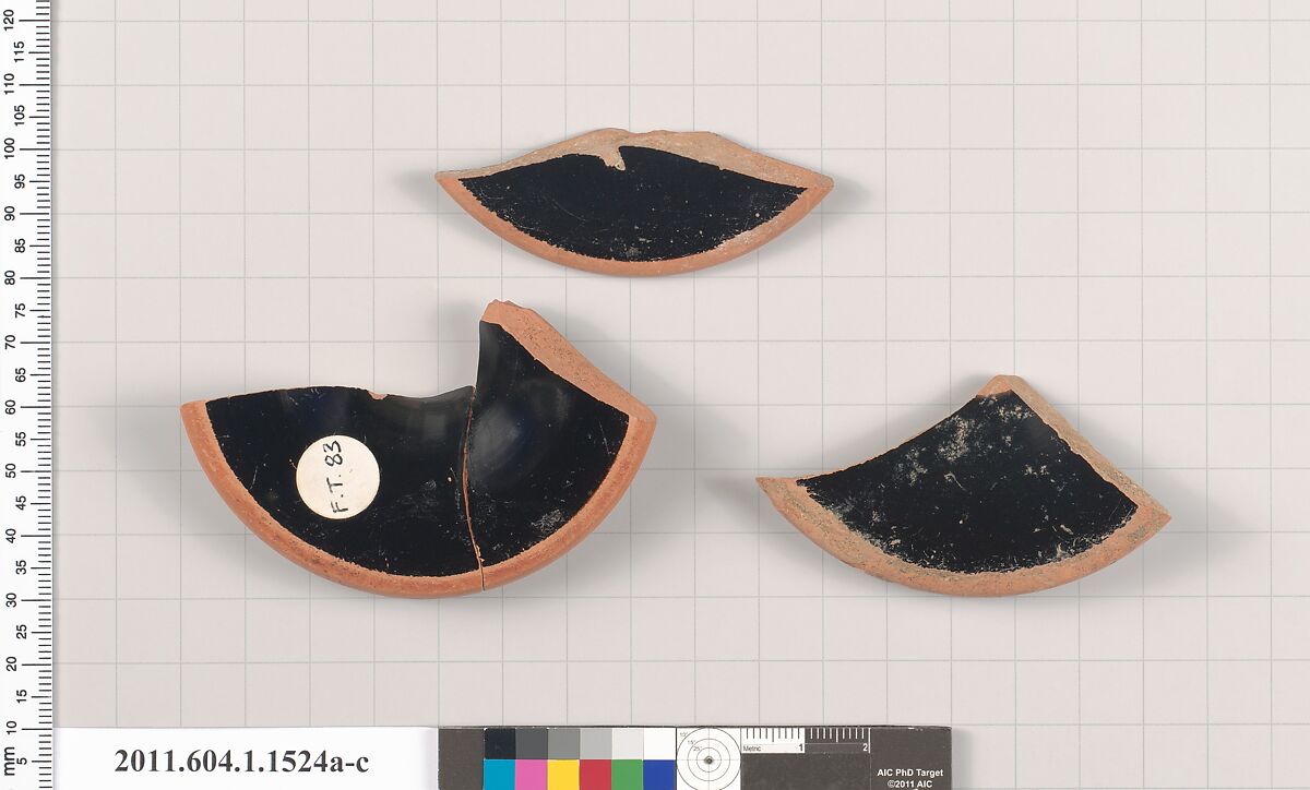 Terracotta fragments of kylikes (drinking cups), Terracotta, Greek, Attic