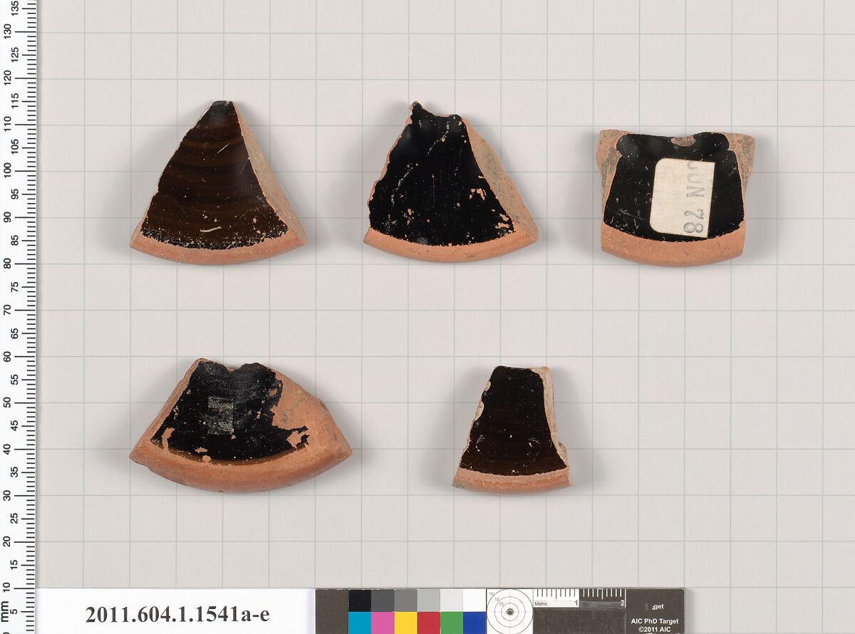 Terracotta fragments of kylikes (drinking cups), Terracotta, Greek, Attic