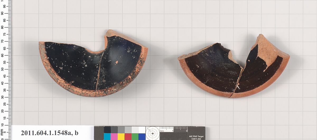 Terracotta fragments of kylikes (drinking cups), Terracotta, Greek, Attic