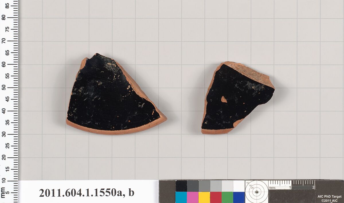 Terracotta fragments of kylikes (drinking cups), Terracotta, Greek, Attic