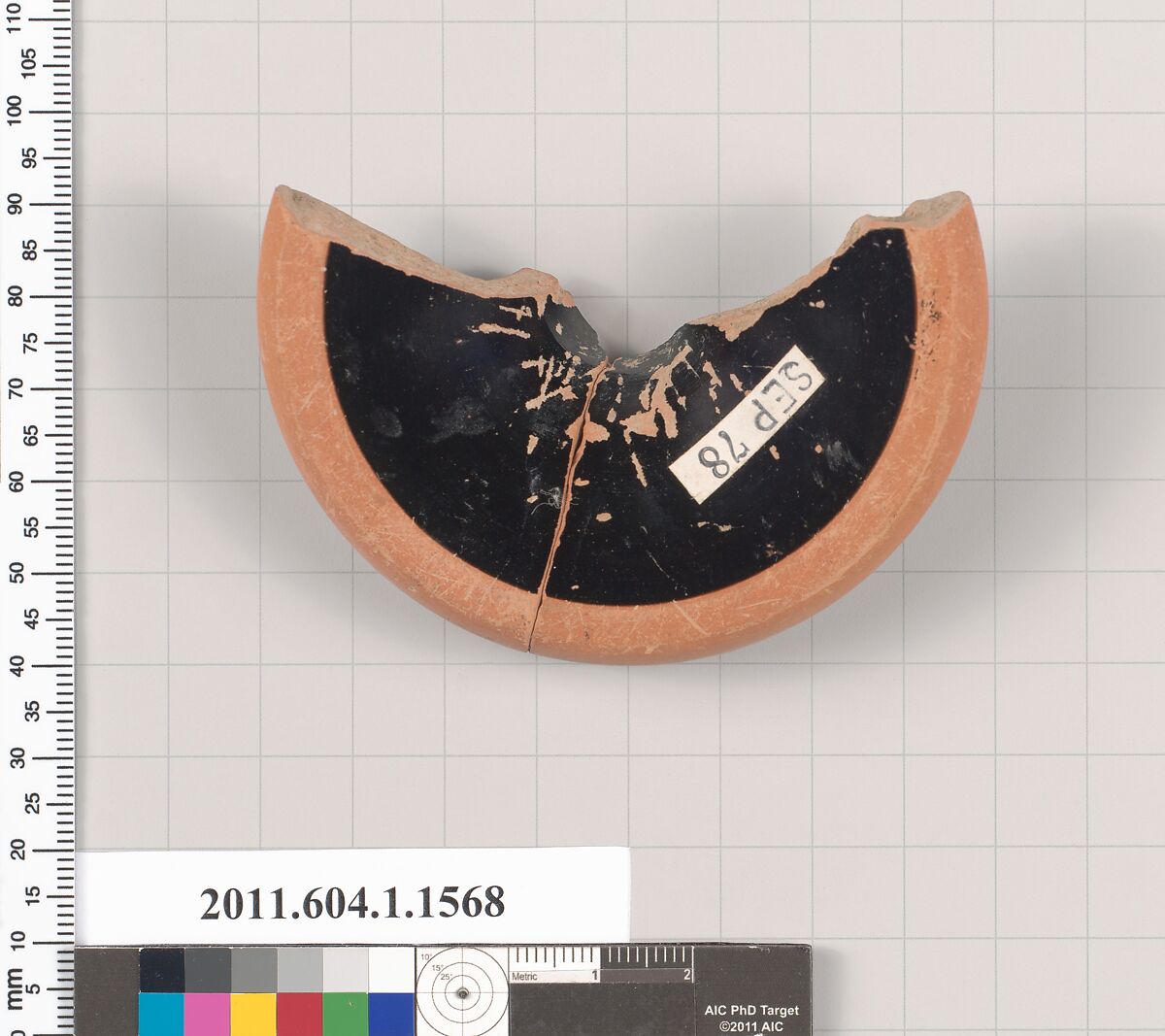 Terracotta fragment of a kylix (drinking cup), Terracotta, Greek, Attic