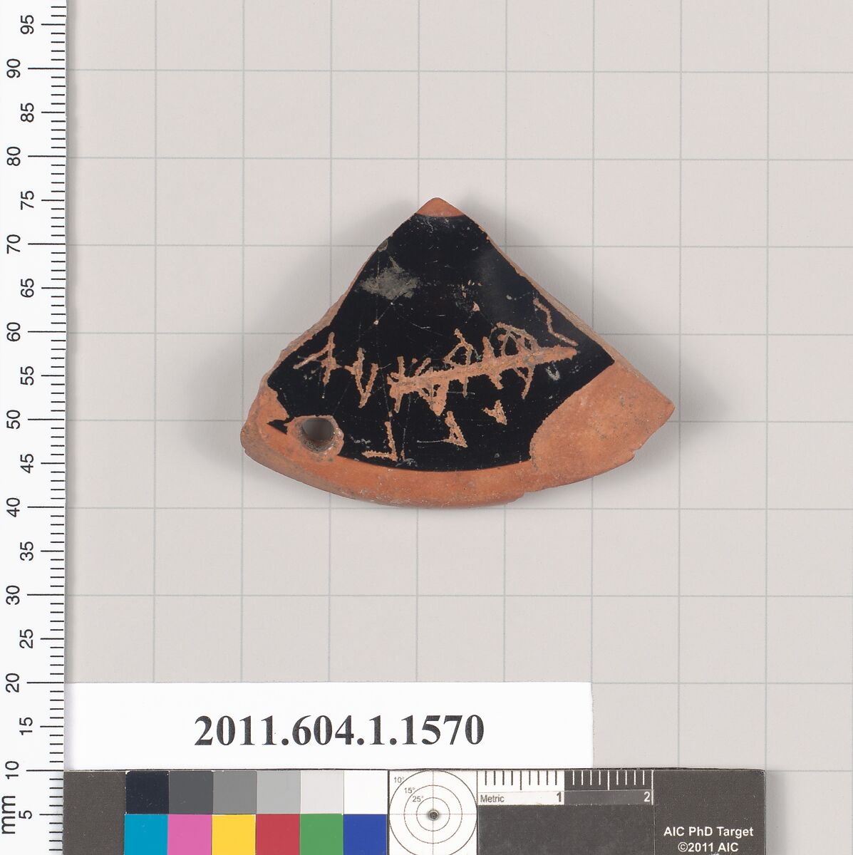 Terracotta fragment of a kylix (drinking cup), Terracotta, Greek, Attic