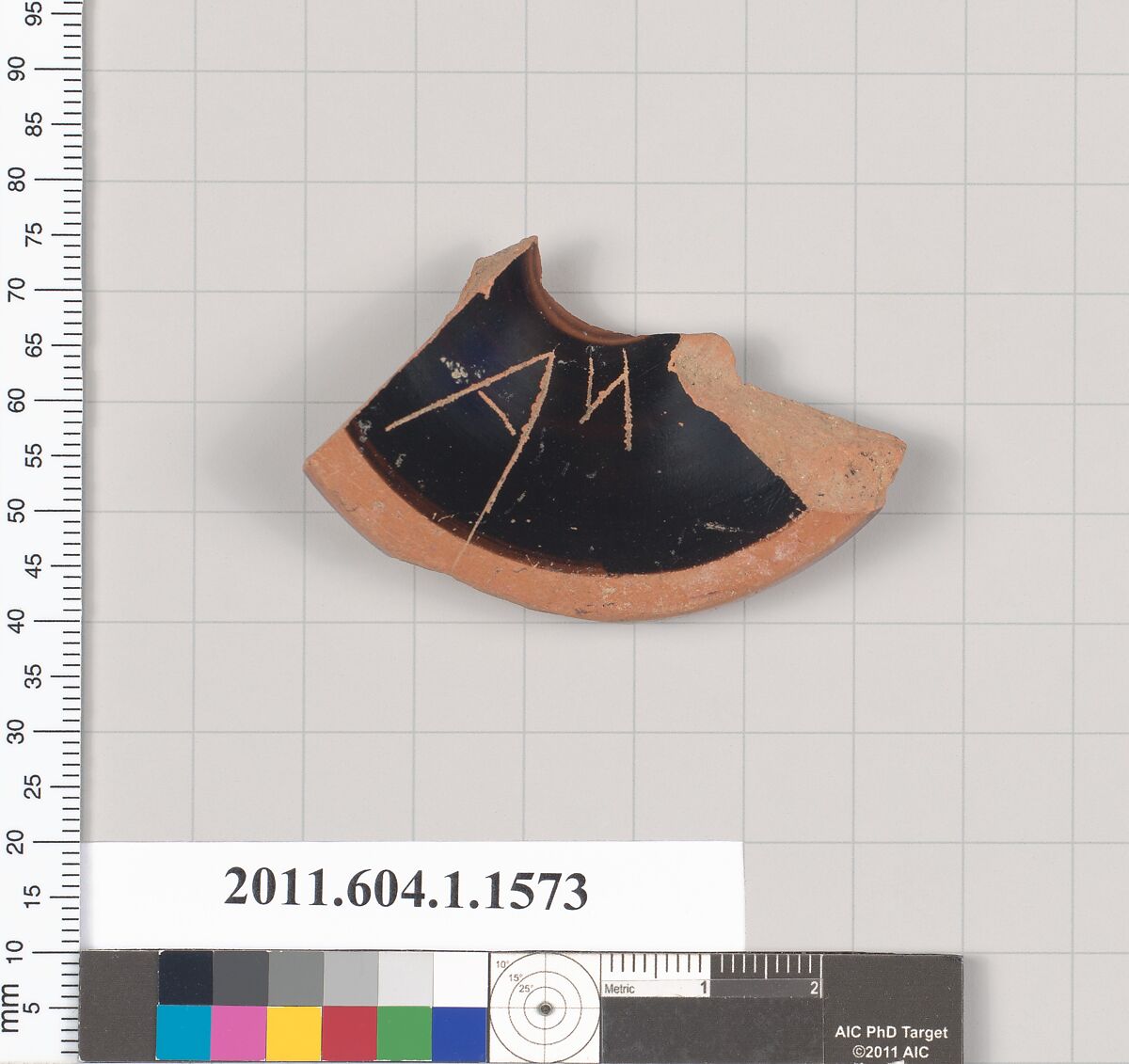 Terracotta fragment of a kylix (drinking cup), Terracotta, Greek, Attic