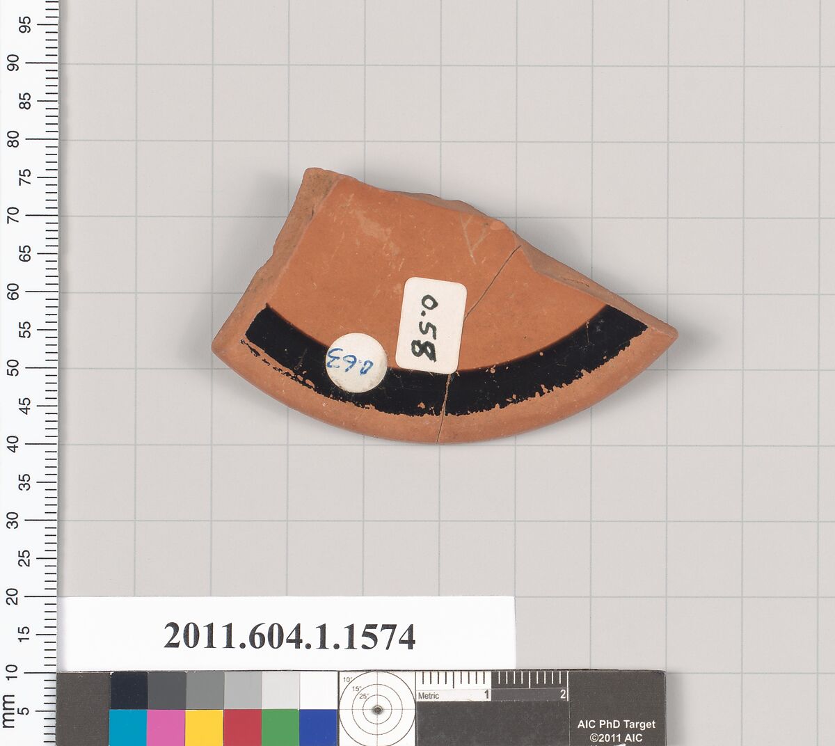 Terracotta fragment of a kylix (drinking cup), Terracotta, Greek, Attic