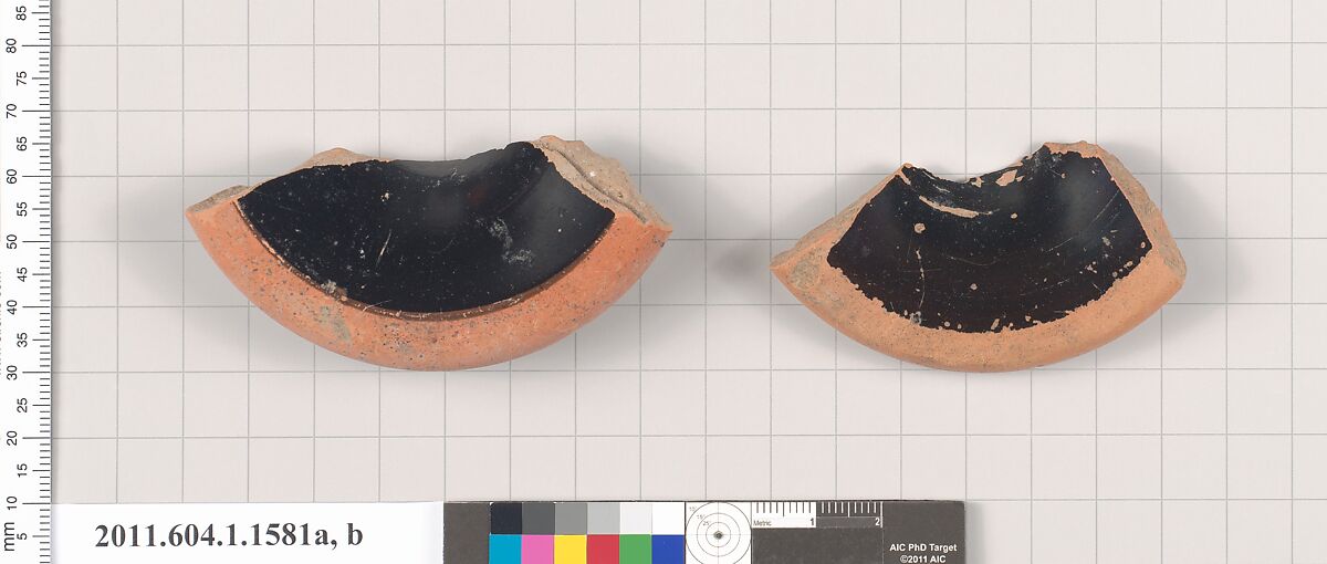 Terracotta fragments of kylikes (drinking cups), Terracotta, Greek, Attic