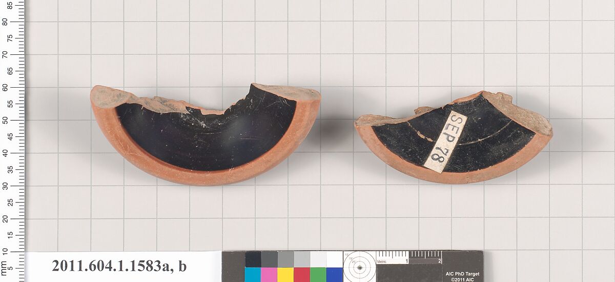Terracotta fragments of kylikes (drinking cups), Terracotta, Greek, Attic