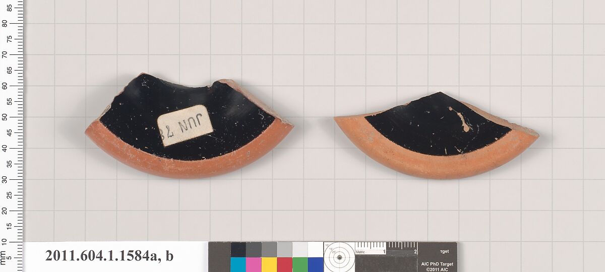 Terracotta fragments of kylikes (drinking cups), Terracotta, Greek, Attic
