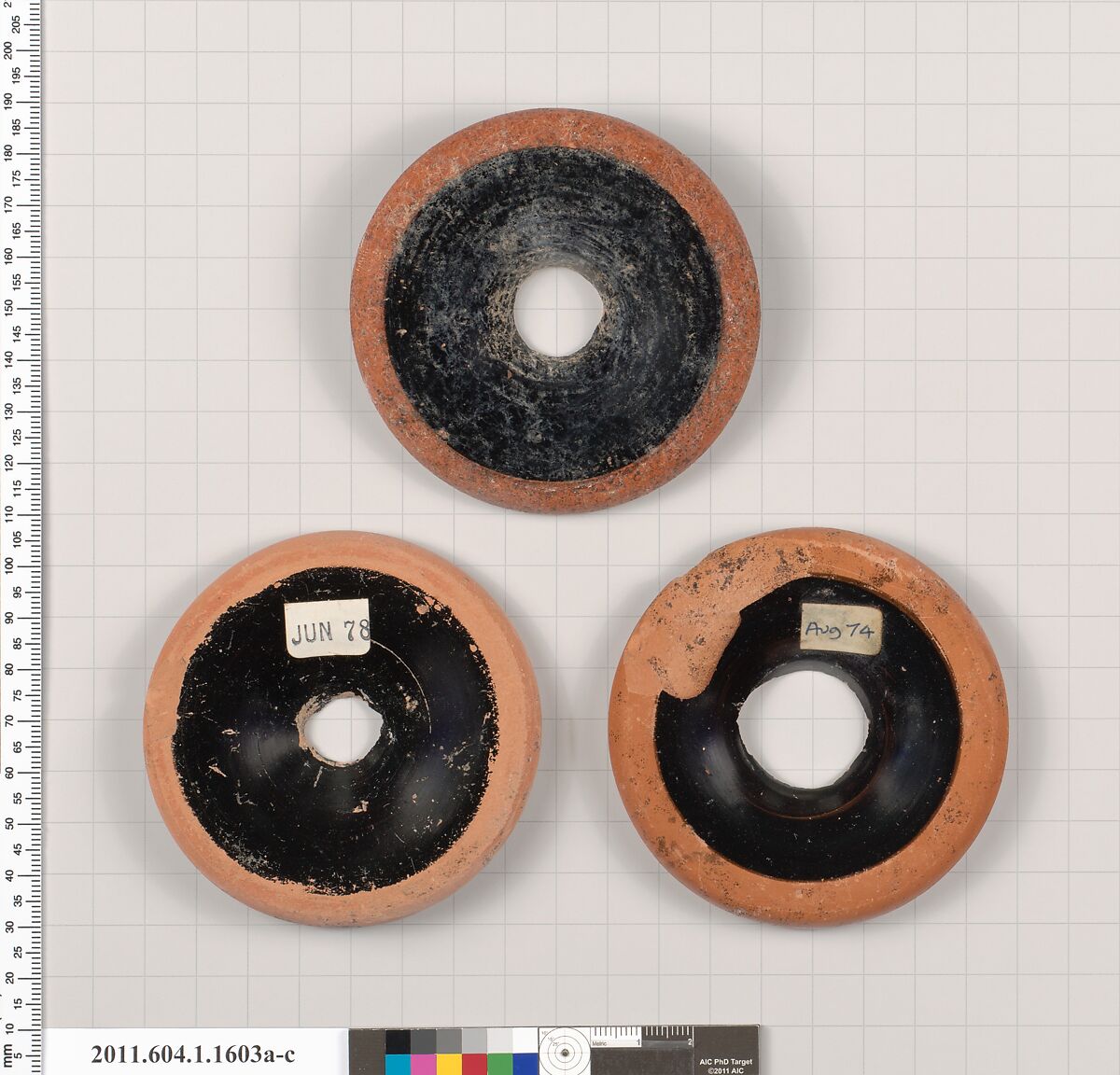 Terracotta fragments of kylikes (drinking cups), Terracotta, Greek, Attic