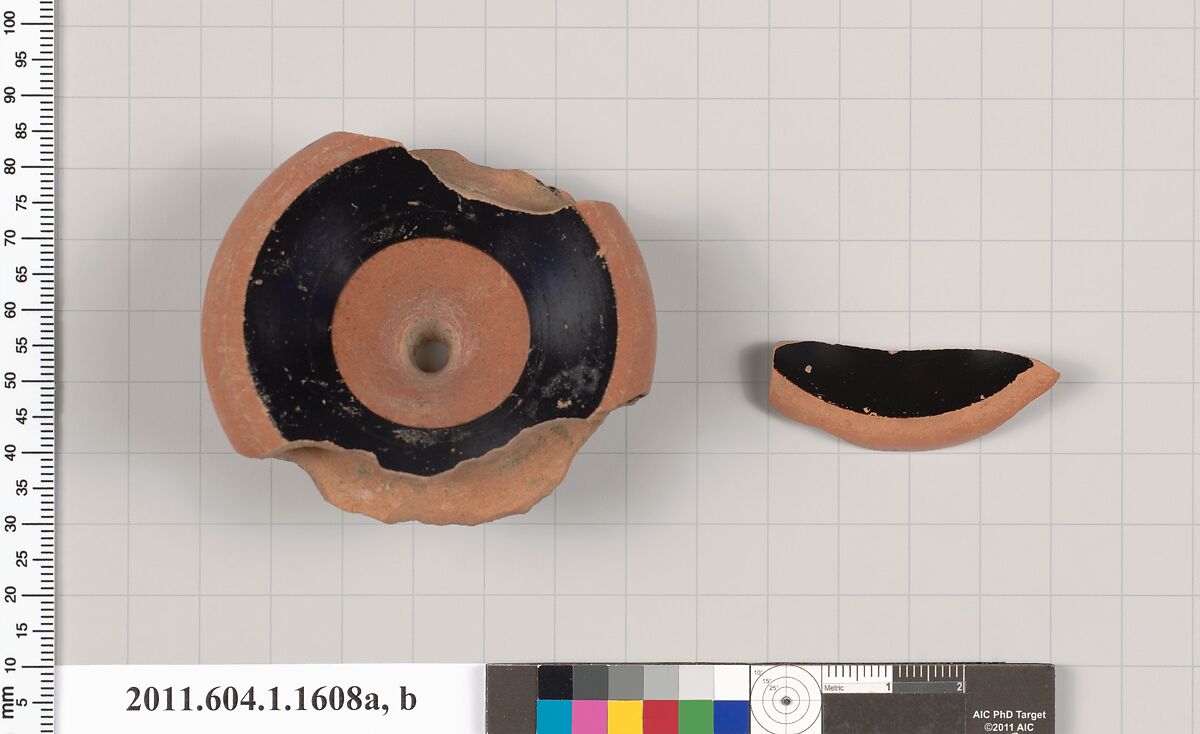 Terracotta fragments of kylikes (drinking cups), Terracotta, Greek, Attic
