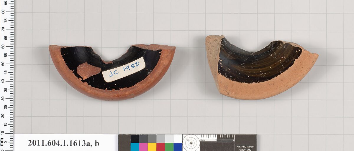 Terracotta fragments of kylikes (drinking cups), Terracotta, Greek, Attic