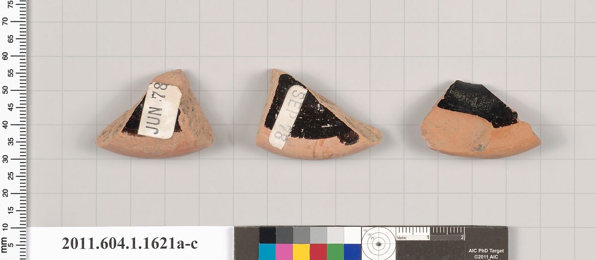 Terracotta fragments of kylikes (drinking cups), Terracotta, Greek, Attic