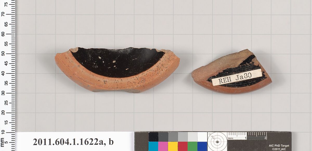 Terracotta fragments of kylikes (drinking cups), Terracotta, Greek, Attic