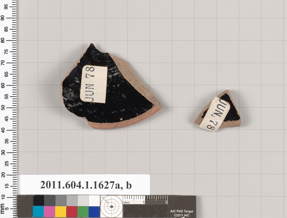 Terracotta fragments of kylikes (drinking cups), Terracotta, Greek, Attic