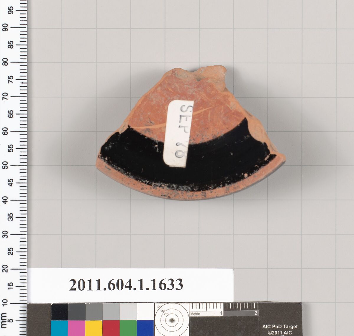 Terracotta fragment of a kylix (drinking cup), Terracotta, Greek, Attic