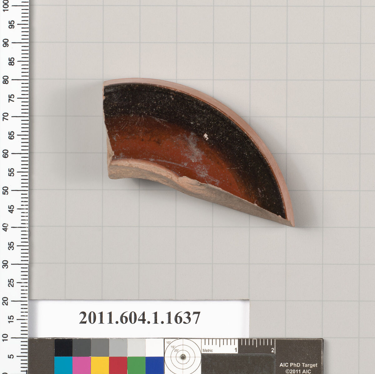 Terracotta fragment of a kylix (drinking cup), Terracotta, Greek, Attic